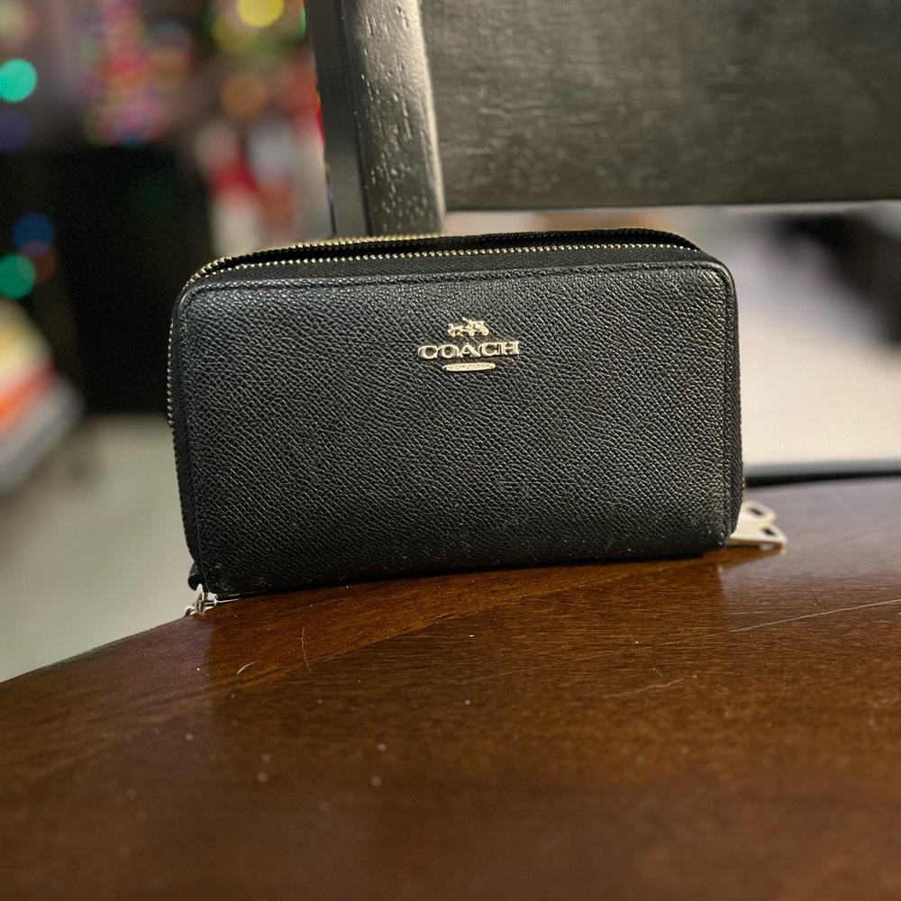 Black Coach Zip Around Wallet